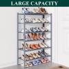 imageSmiry Bamboo Shoe Rack for Closet 5 Tier Wooden Stackable Shoe Organizer Free Standing Shoes Storage Shelf for Entryway Front Door Entrance BrownGrey