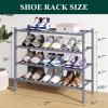 imageSmiry Bamboo Shoe Rack for Closet 5 Tier Wooden Stackable Shoe Organizer Free Standing Shoes Storage Shelf for Entryway Front Door Entrance BrownGrey