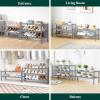 imageSmiry Bamboo Shoe Rack for Closet 5 Tier Wooden Stackable Shoe Organizer Free Standing Shoes Storage Shelf for Entryway Front Door Entrance BrownGrey
