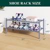 imageSmiry Bamboo Shoe Rack for Closet 5 Tier Wooden Stackable Shoe Organizer Free Standing Shoes Storage Shelf for Entryway Front Door Entrance BrownGrey