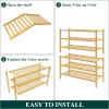 imageSmiry Bamboo Shoe Rack for Closet 5 Tier Wooden Stackable Shoe Organizer Free Standing Shoes Storage Shelf for Entryway Front Door Entrance BrownNatural