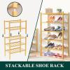 imageSmiry Bamboo Shoe Rack for Closet 5 Tier Wooden Stackable Shoe Organizer Free Standing Shoes Storage Shelf for Entryway Front Door Entrance BrownNatural