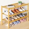 imageSmiry Bamboo Shoe Rack for Closet 5 Tier Wooden Stackable Shoe Organizer Free Standing Shoes Storage Shelf for Entryway Front Door Entrance BrownNatural