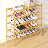 imageSmiry Bamboo Shoe Rack for Closet 5 Tier Wooden Stackable Shoe Organizer Free Standing Shoes Storage Shelf for Entryway Front Door Entrance BrownNatural