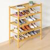 imageSmiry Bamboo Shoe Rack for Closet 5 Tier Wooden Stackable Shoe Organizer Free Standing Shoes Storage Shelf for Entryway Front Door Entrance BrownNatural