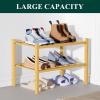 imageSmiry Bamboo Shoe Rack for Closet 5 Tier Wooden Stackable Shoe Organizer Free Standing Shoes Storage Shelf for Entryway Front Door Entrance BrownNatural