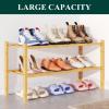 imageSmiry Bamboo Shoe Rack for Closet 5 Tier Wooden Stackable Shoe Organizer Free Standing Shoes Storage Shelf for Entryway Front Door Entrance BrownNatural