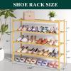 imageSmiry Bamboo Shoe Rack for Closet 5 Tier Wooden Stackable Shoe Organizer Free Standing Shoes Storage Shelf for Entryway Front Door Entrance BrownNatural