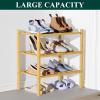 imageSmiry Bamboo Shoe Rack for Closet 5 Tier Wooden Stackable Shoe Organizer Free Standing Shoes Storage Shelf for Entryway Front Door Entrance BrownNatural