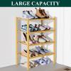 imageSmiry Bamboo Shoe Rack for Closet 5 Tier Wooden Stackable Shoe Organizer Free Standing Shoes Storage Shelf for Entryway Front Door Entrance BrownNatural