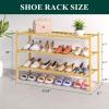 imageSmiry Bamboo Shoe Rack for Closet 5 Tier Wooden Stackable Shoe Organizer Free Standing Shoes Storage Shelf for Entryway Front Door Entrance BrownNatural