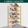imageSmiry Bamboo Shoe Rack for Closet 5 Tier Wooden Stackable Shoe Organizer Free Standing Shoes Storage Shelf for Entryway Front Door Entrance BrownNatural