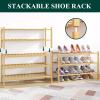 imageSmiry Bamboo Shoe Rack for Closet 5 Tier Wooden Stackable Shoe Organizer Free Standing Shoes Storage Shelf for Entryway Front Door Entrance BrownNatural