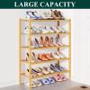 imageSmiry Bamboo Shoe Rack for Closet 5 Tier Wooden Stackable Shoe Organizer Free Standing Shoes Storage Shelf for Entryway Front Door Entrance BrownNatural