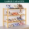 imageSmiry Bamboo Shoe Rack for Closet 5 Tier Wooden Stackable Shoe Organizer Free Standing Shoes Storage Shelf for Entryway Front Door Entrance BrownNatural