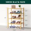 imageSmiry Bamboo Shoe Rack for Closet 5 Tier Wooden Stackable Shoe Organizer Free Standing Shoes Storage Shelf for Entryway Front Door Entrance BrownNatural