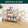 imageSmiry Bamboo Shoe Rack for Closet 5 Tier Wooden Stackable Shoe Organizer Free Standing Shoes Storage Shelf for Entryway Front Door Entrance BrownNatural