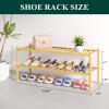 imageSmiry Bamboo Shoe Rack for Closet 5 Tier Wooden Stackable Shoe Organizer Free Standing Shoes Storage Shelf for Entryway Front Door Entrance BrownNatural