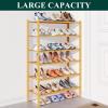 imageSmiry Bamboo Shoe Rack for Closet 5 Tier Wooden Stackable Shoe Organizer Free Standing Shoes Storage Shelf for Entryway Front Door Entrance BrownNatural