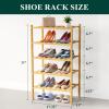 imageSmiry Bamboo Shoe Rack for Closet 5 Tier Wooden Stackable Shoe Organizer Free Standing Shoes Storage Shelf for Entryway Front Door Entrance BrownNatural