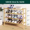 imageSmiry Bamboo Shoe Rack for Closet 5 Tier Wooden Stackable Shoe Organizer Free Standing Shoes Storage Shelf for Entryway Front Door Entrance BrownNatural