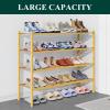 imageSmiry Bamboo Shoe Rack for Closet 5 Tier Wooden Stackable Shoe Organizer Free Standing Shoes Storage Shelf for Entryway Front Door Entrance BrownNatural