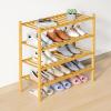 imageSmiry Bamboo Shoe Rack for Closet 5 Tier Wooden Stackable Shoe Organizer Free Standing Shoes Storage Shelf for Entryway Front Door Entrance BrownNatural
