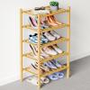 imageSmiry Bamboo Shoe Rack for Closet 5 Tier Wooden Stackable Shoe Organizer Free Standing Shoes Storage Shelf for Entryway Front Door Entrance BrownNatural