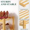 imageSmiry Bamboo Shoe Rack for Closet 5 Tier Wooden Stackable Shoe Organizer Free Standing Shoes Storage Shelf for Entryway Front Door Entrance BrownNatural