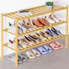 imageSmiry Bamboo Shoe Rack for Closet 5 Tier Wooden Stackable Shoe Organizer Free Standing Shoes Storage Shelf for Entryway Front Door Entrance BrownNatural