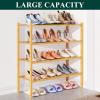 imageSmiry Bamboo Shoe Rack for Closet 5 Tier Wooden Stackable Shoe Organizer Free Standing Shoes Storage Shelf for Entryway Front Door Entrance BrownNatural
