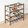 imageSmiry Bamboo Shoe Rack for Closet 5 Tier Wooden Stackable Shoe Organizer Free Standing Shoes Storage Shelf for Entryway Front Door Entrance BrownWalnut