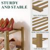 imageSmiry Bamboo Shoe Rack for Closet 5 Tier Wooden Stackable Shoe Organizer Free Standing Shoes Storage Shelf for Entryway Front Door Entrance BrownWalnut