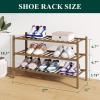 imageSmiry Bamboo Shoe Rack for Closet 5 Tier Wooden Stackable Shoe Organizer Free Standing Shoes Storage Shelf for Entryway Front Door Entrance BrownWalnut