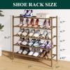 imageSmiry Bamboo Shoe Rack for Closet 5 Tier Wooden Stackable Shoe Organizer Free Standing Shoes Storage Shelf for Entryway Front Door Entrance BrownWalnut