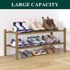 imageSmiry Bamboo Shoe Rack for Closet 5 Tier Wooden Stackable Shoe Organizer Free Standing Shoes Storage Shelf for Entryway Front Door Entrance BrownWalnut