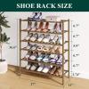 imageSmiry Bamboo Shoe Rack for Closet 5 Tier Wooden Stackable Shoe Organizer Free Standing Shoes Storage Shelf for Entryway Front Door Entrance BrownWalnut