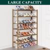 imageSmiry Bamboo Shoe Rack for Closet 5 Tier Wooden Stackable Shoe Organizer Free Standing Shoes Storage Shelf for Entryway Front Door Entrance BrownWalnut