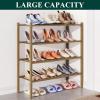 imageSmiry Bamboo Shoe Rack for Closet 5 Tier Wooden Stackable Shoe Organizer Free Standing Shoes Storage Shelf for Entryway Front Door Entrance BrownWalnut