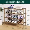 imageSmiry Bamboo Shoe Rack for Closet 5 Tier Wooden Stackable Shoe Organizer Free Standing Shoes Storage Shelf for Entryway Front Door Entrance BrownWalnut