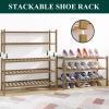 imageSmiry Bamboo Shoe Rack for Closet 5 Tier Wooden Stackable Shoe Organizer Free Standing Shoes Storage Shelf for Entryway Front Door Entrance BrownWalnut