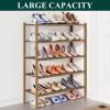 imageSmiry Bamboo Shoe Rack for Closet 5 Tier Wooden Stackable Shoe Organizer Free Standing Shoes Storage Shelf for Entryway Front Door Entrance BrownWalnut