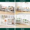 imageSmiry Bamboo Shoe Rack for Closet 5 Tier Wooden Stackable Shoe Organizer Free Standing Shoes Storage Shelf for Entryway Front Door Entrance BrownWhite