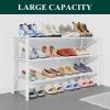 imageSmiry Bamboo Shoe Rack for Closet 5 Tier Wooden Stackable Shoe Organizer Free Standing Shoes Storage Shelf for Entryway Front Door Entrance BrownWhite
