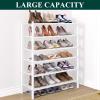 imageSmiry Bamboo Shoe Rack for Closet 5 Tier Wooden Stackable Shoe Organizer Free Standing Shoes Storage Shelf for Entryway Front Door Entrance BrownWhite