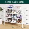 imageSmiry Bamboo Shoe Rack for Closet 5 Tier Wooden Stackable Shoe Organizer Free Standing Shoes Storage Shelf for Entryway Front Door Entrance BrownWhite