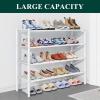 imageSmiry Bamboo Shoe Rack for Closet 5 Tier Wooden Stackable Shoe Organizer Free Standing Shoes Storage Shelf for Entryway Front Door Entrance BrownWhite