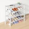 imageSmiry Bamboo Shoe Rack for Closet 5 Tier Wooden Stackable Shoe Organizer Free Standing Shoes Storage Shelf for Entryway Front Door Entrance BrownWhite