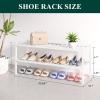 imageSmiry Bamboo Shoe Rack for Closet 5 Tier Wooden Stackable Shoe Organizer Free Standing Shoes Storage Shelf for Entryway Front Door Entrance BrownWhite