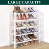 imageSmiry Bamboo Shoe Rack for Closet 5 Tier Wooden Stackable Shoe Organizer Free Standing Shoes Storage Shelf for Entryway Front Door Entrance BrownWhite